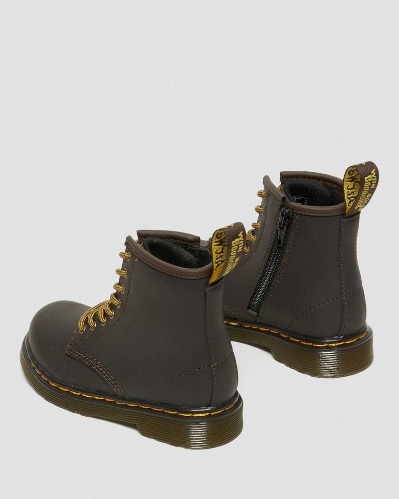 Dr Martens Toddler 1460 Wildhorse Læder Snørestøvler Børn Mørkebrune | DK 706OKI